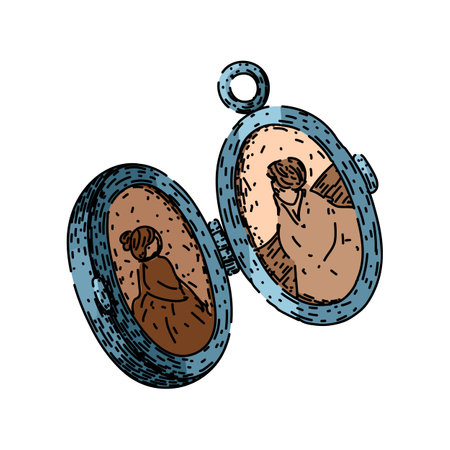 necklace locket sketch hand drawn vectorのイラスト素材