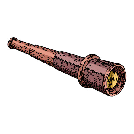 nautical spyglass sketch hand drawn vectorのイラスト素材