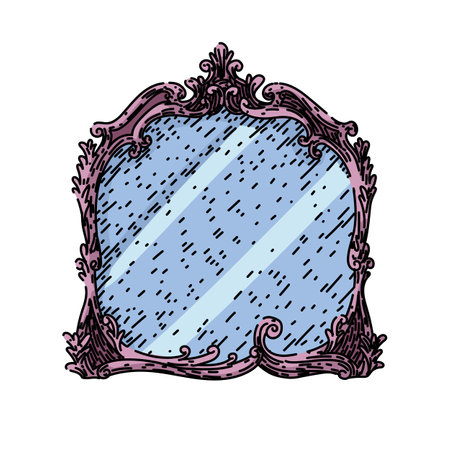 collectible vintage mirror sketch hand drawn vectorのイラスト素材