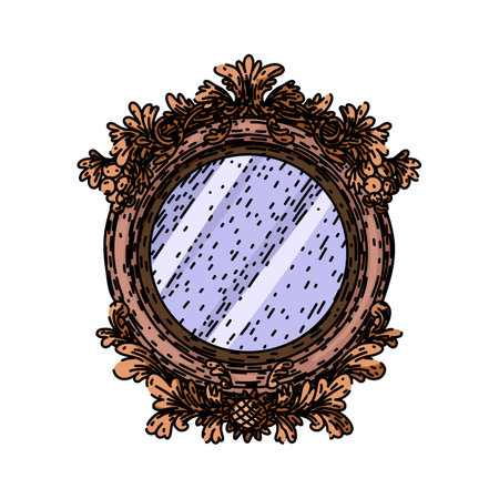 classic vintage mirror sketch hand drawn vectorのイラスト素材