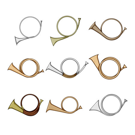 post horn set cartoon vector illustrationのイラスト素材