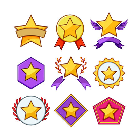 star badge set cartoon vector illustrationのイラスト素材