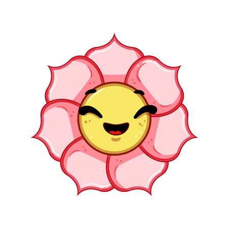 colorful flower face cartoon vector illustrationのイラスト素材