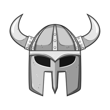 raider viking helmet cartoon vector illustrationのイラスト素材