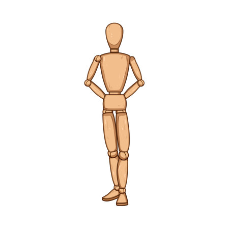 artisan wood man model cartoon vector illustrationのイラスト素材