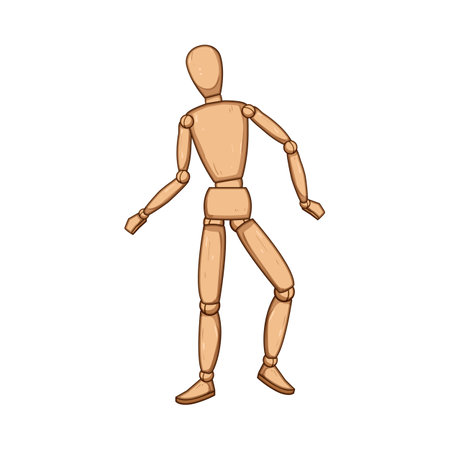 craftsship wood man model cartoon vector illustrationのイラスト素材