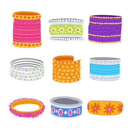 bracelet churi indian set cartoon vector illustrationのイラスト素材