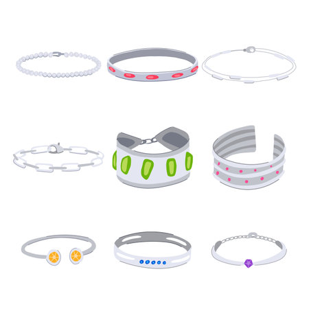 bracelet silver set cartoon vector illustrationのイラスト素材