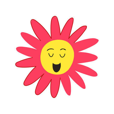 beauty flower face cartoon vector illustrationのイラスト素材