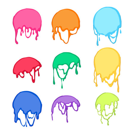 melted circle set cartoon vector illustrationのイラスト素材