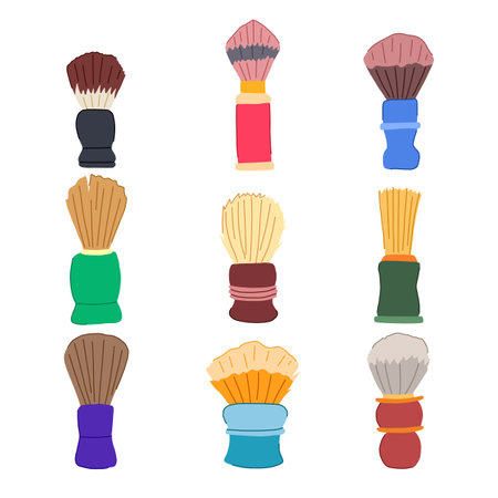 shaving brush set cartoon vector illustrationのイラスト素材
