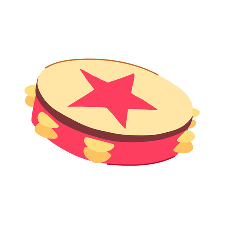 jingle tambourine cartoon vector illustrationのイラスト素材