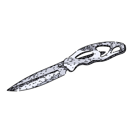 multi pocket knife sketch hand drawn vectorのイラスト素材