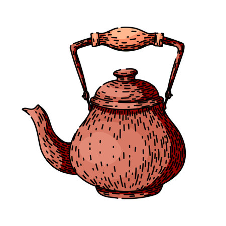 collectible teapot sketch hand drawn vectorのイラスト素材