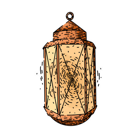 rustic vintage lantern sketch hand drawn vectorのイラスト素材