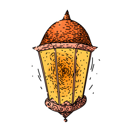 retro vintage lantern sketch hand drawn vector