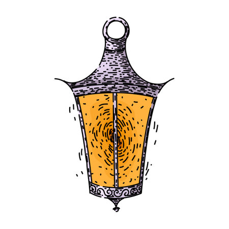 oil vintage lantern sketch hand drawn vectorのイラスト素材
