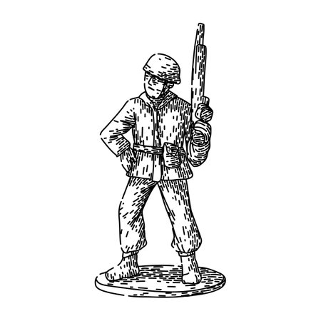 antique toy soldier sketch hand drawn vectorのイラスト素材