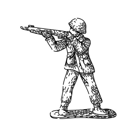 lead toy soldier sketch hand drawn vectorのイラスト素材
