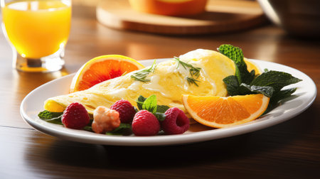 fresh egg white omlet illustration fruit centerpiece, social gathering, breakfast healthy fresh egg white omletの素材