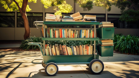 classroom book trolley illustration texts reference, materials students, projects resource classroom book trolleyの素材