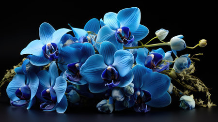 petals blue flowers illustration shimmer elegant, movement grace, captivating arrangement petals blue flowersの素材