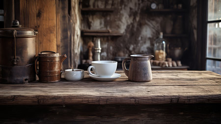 distressed design desk coffee illustration cozy inviting, finish aroma, warm comforting distressed design desk coffeeの素材