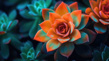 vibrant green orange gradient illustration transition nature, plant close, up colorful vibrant green orange gradientの素材