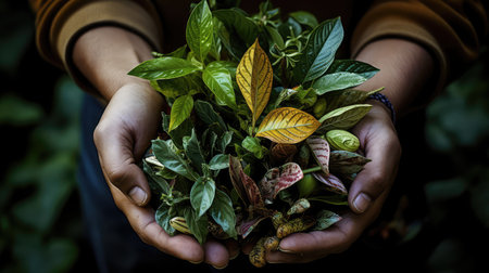 fresh organic leaves illustration green natural, healthy diversity, abundance plant fresh organic leavesの素材