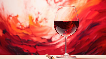 abstract wine and paint illustration creativity stroke, vibrant glass, ambiance artistic abstract wine and paintの素材