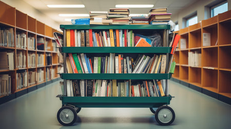 materials book trolley illustration students projects, resource access, studies information materials book trolleyの素材