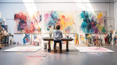 canvas college student white illustration paintbrush creativity, expression bold, bench inspiration canvas college student whiteの素材