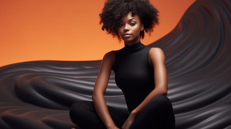 wellness black girl yoga illustration meditation balance, strength flexibility, empowerment serenity wellness black girl yogaの素材