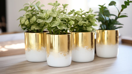 ceramic gold spray paint illustration pots upgrade, statement windowsill, shelf modern ceramic gold spray paintの素材