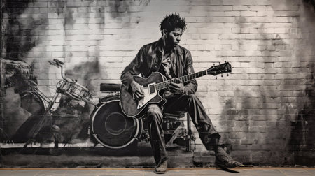 black street wall poster illustration vintage urban, torn design, iconic famous black street wall posterの素材