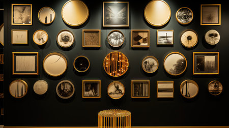 glamor gold round frame illustration sizes room, decor luxury, elegant ornate glamor gold round frameの素材