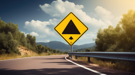 sign 4 road signs illustration arrow yellow, black turn, warning sharp sign 4 road signsの素材