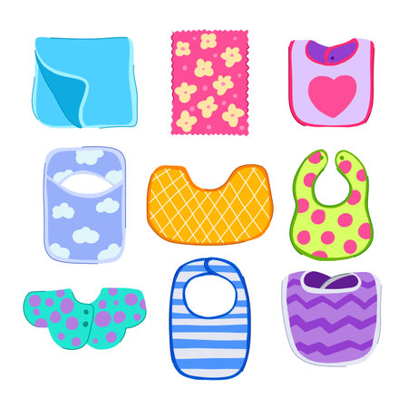 burp cloths set cartoon vector illustrationのイラスト素材
