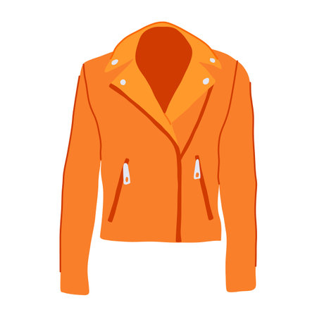 moto leather jacket female cartoon vector illustrationのイラスト素材