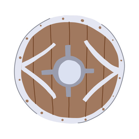 battle viking shield cartoon vector illustrationのイラスト素材