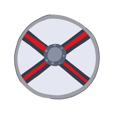 ancient viking shield cartoon vector illustrationのイラスト素材