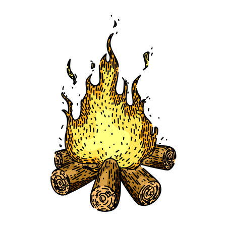 embers campfire sketch hand drawn vectorのイラスト素材