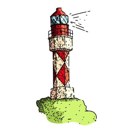 lightkeeper lighthouse sketch hand drawn vectorのイラスト素材