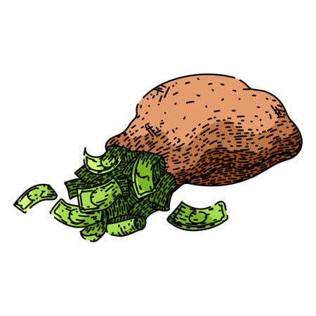 finance money bag sketch hand drawn vectorのイラスト素材