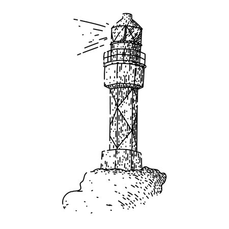 lightkeeper lighthouse sketch hand drawn vectorのイラスト素材