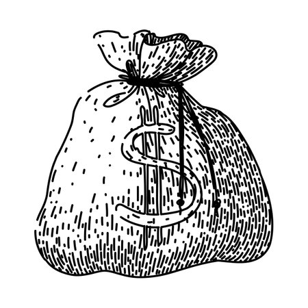 cash money bag sketch hand drawn vectorのイラスト素材