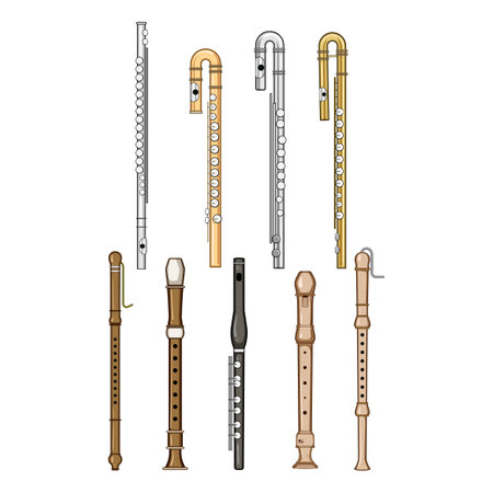 flute set cartoon vector illustrationのイラスト素材