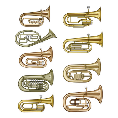tuba set cartoon vector illustrationのイラスト素材