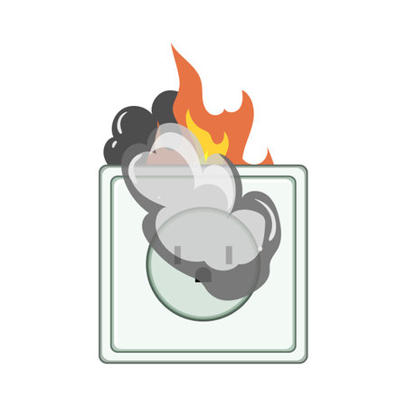 wiring short circuit fire cartoon vector illustrationのイラスト素材