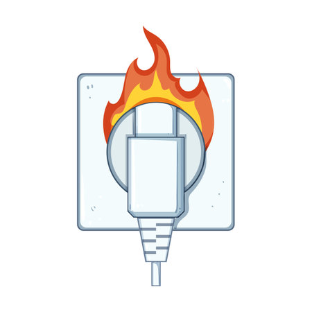 overload short circuit fire cartoon vector illustration